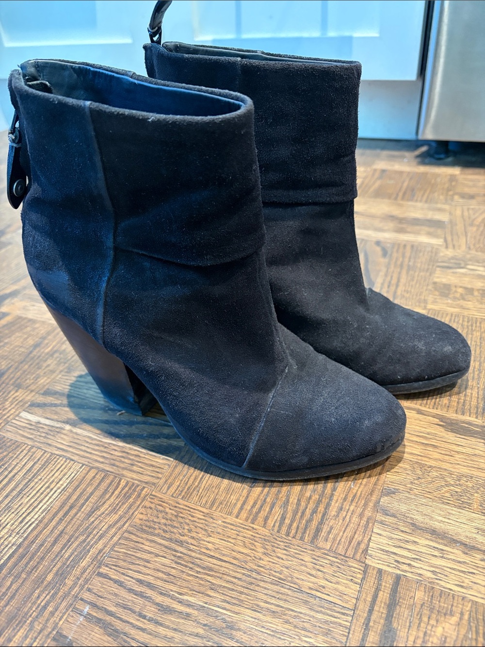 Women's Black Suede Ankle Boots - Newbury Rag and Bone